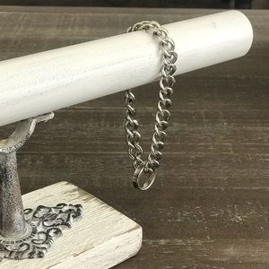 Silver Chain Bracelet with Hope Message Ring Charm